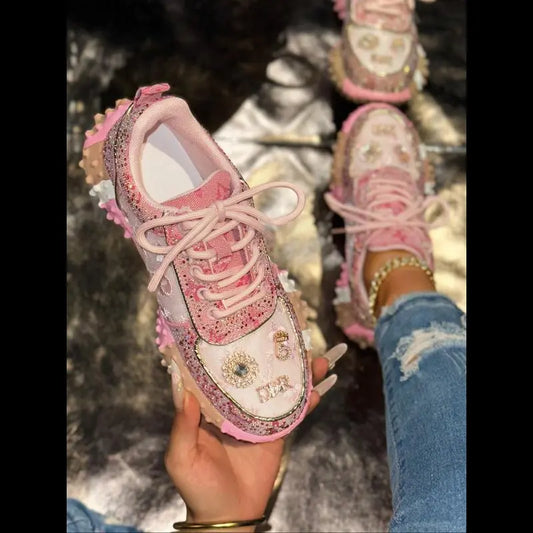 Women'S Fashion Sequins Design Casual Sneakers, Comfortable Walking Shoes for Daily Wear, Non-Slip Outdoor Sports Footwear（Gift）