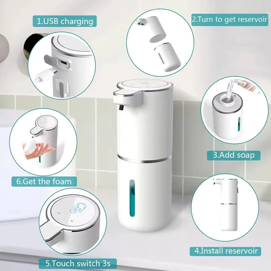 Smart Infrared Foam Soap Dispenser | 380ml, USB Rechargeable, 4-Level Control